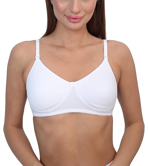 GLAMORAS Women’s Cotton Bra – Soft Padded, Non-Wired, Full Coverage with Adjustable Straps